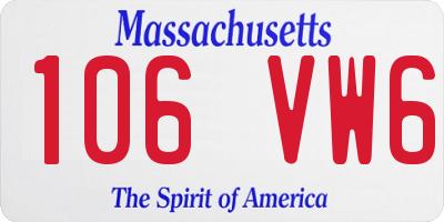 MA license plate 106VW6