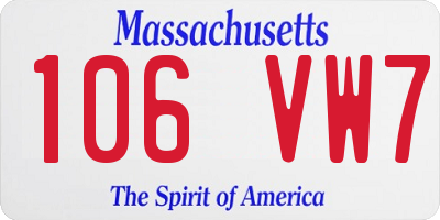 MA license plate 106VW7