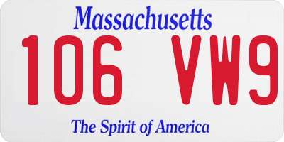 MA license plate 106VW9