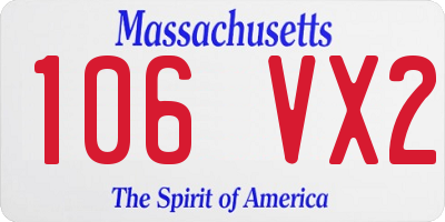 MA license plate 106VX2