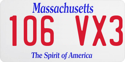 MA license plate 106VX3