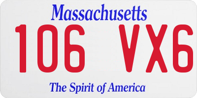 MA license plate 106VX6