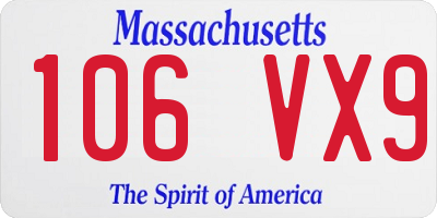 MA license plate 106VX9