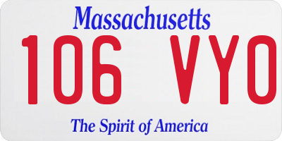 MA license plate 106VY0