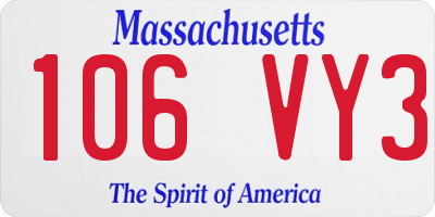 MA license plate 106VY3