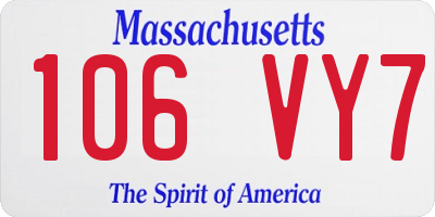 MA license plate 106VY7