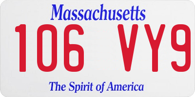 MA license plate 106VY9