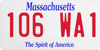 MA license plate 106WA1