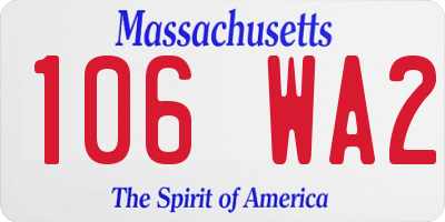 MA license plate 106WA2