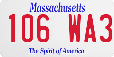 MA license plate 106WA3