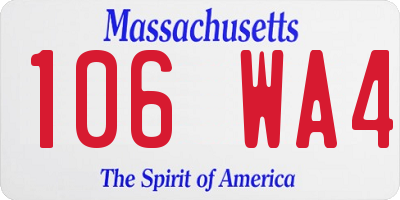 MA license plate 106WA4