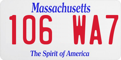 MA license plate 106WA7