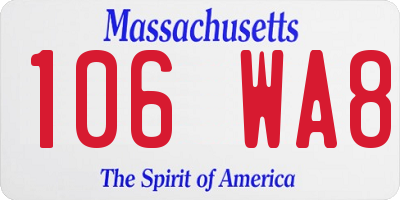 MA license plate 106WA8