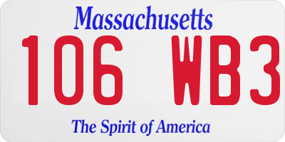 MA license plate 106WB3