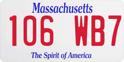MA license plate 106WB7
