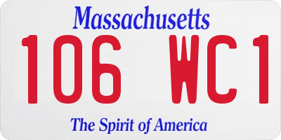 MA license plate 106WC1