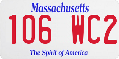 MA license plate 106WC2