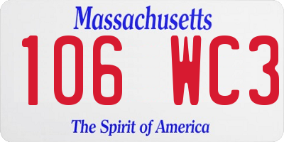 MA license plate 106WC3