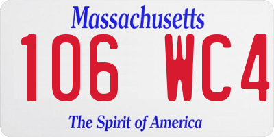 MA license plate 106WC4