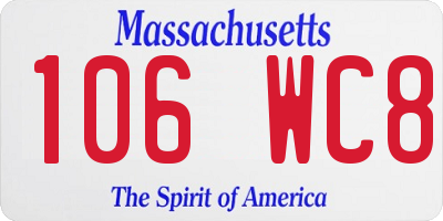 MA license plate 106WC8