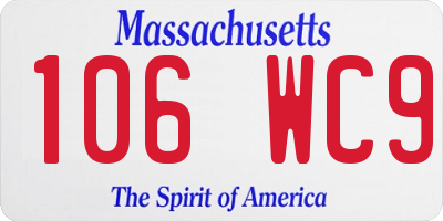 MA license plate 106WC9