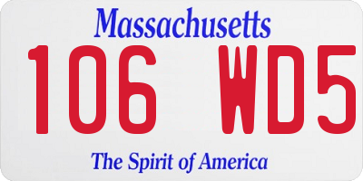 MA license plate 106WD5