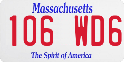 MA license plate 106WD6