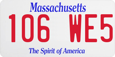 MA license plate 106WE5