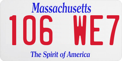 MA license plate 106WE7