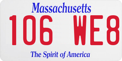 MA license plate 106WE8