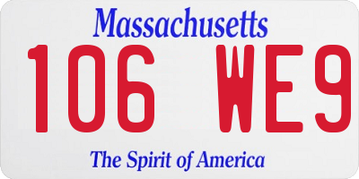 MA license plate 106WE9