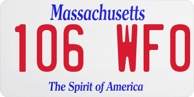 MA license plate 106WF0