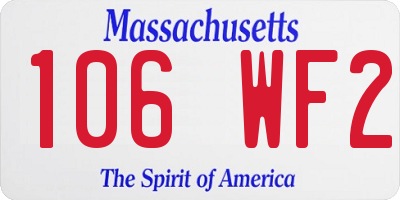 MA license plate 106WF2