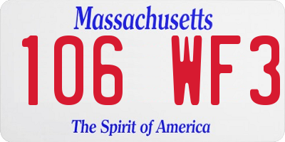 MA license plate 106WF3