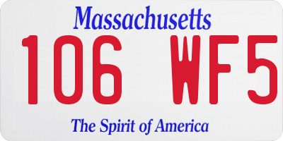 MA license plate 106WF5