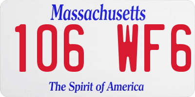 MA license plate 106WF6