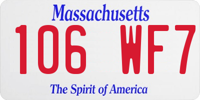 MA license plate 106WF7