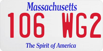 MA license plate 106WG2
