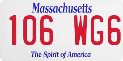 MA license plate 106WG6
