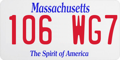MA license plate 106WG7