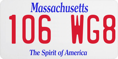 MA license plate 106WG8