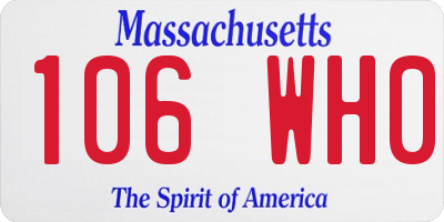MA license plate 106WH0