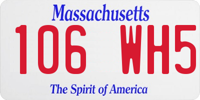 MA license plate 106WH5