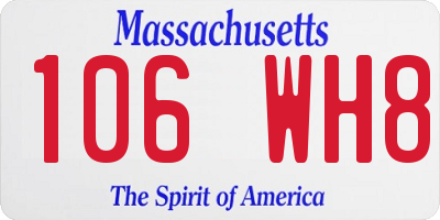 MA license plate 106WH8