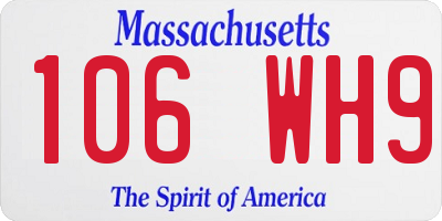 MA license plate 106WH9
