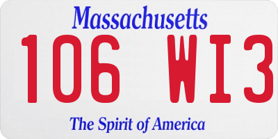 MA license plate 106WI3