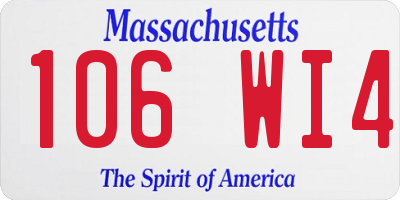 MA license plate 106WI4