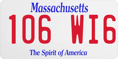 MA license plate 106WI6