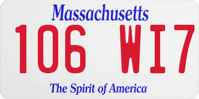 MA license plate 106WI7