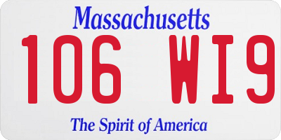 MA license plate 106WI9